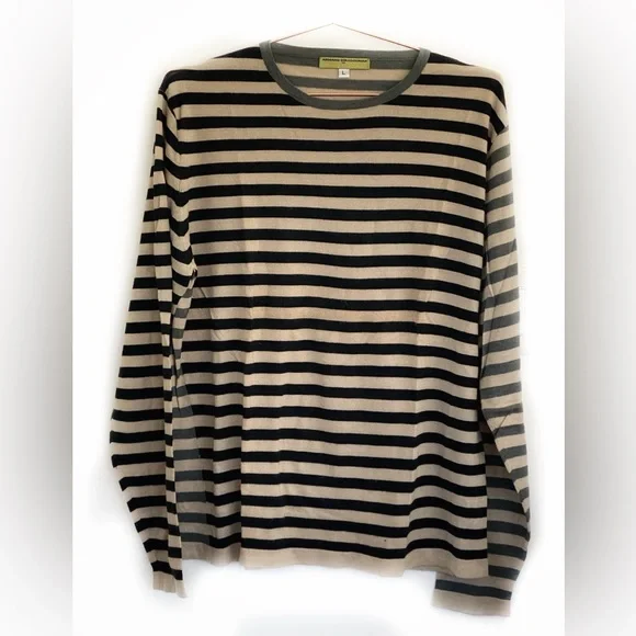 NWOT Armand Diradourian for Paul Smith Cashmere Cotton Striped Sweater L - Picture 1 of 7